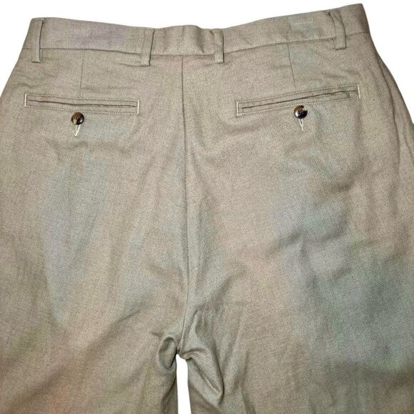 Roundtree and Yorke Wool Blend Herringbone Vtg Dress Pants in Tan Men’s 34/32 - Picture 4 of 7